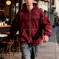 Kafany Fashion Design OEM Personnalisé Brodé Délavé à l'acide Effet vieilli Vintage Oversize Écologique Grammage lourd 500 100% Automne