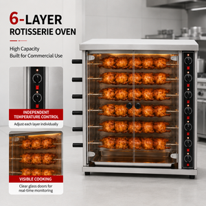 Attrezzatura per Ristorazione: Girarrosto a Gas a 6 Spiedi con Porta in Vetro per Pollo da Asporto - Product Image 3