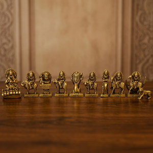 ชุดรูปปั้นเทพเจ้าฮินดู ยันตรา งานฝีมือทองเหลือง สำหรับตกแต่งบ้านและสำนักงาน - Product Image 1