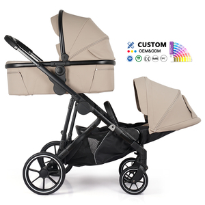 Oem & ODM Thiết kế thời trang xe đẩy đôi cho bé sang trọng trọng trọng lượng nhẹ có thể gập lại đôi xe đẩy em bé sơ sinh xe đẩy - Product Image 3
