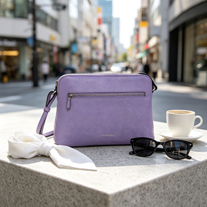 <b>Lavender</b> Pebbled Genuine Leather Crossbody <b>Bag</b> Front Zip Pocket Adjustable Strap Women Small Shoulder Purse - Product Image 6