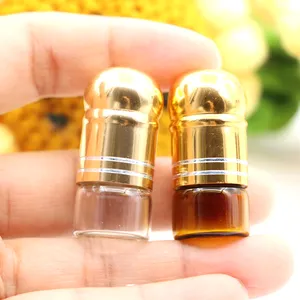 1ml 2ml Mini şeffaf Amber cam Roll -on şişe cam rulo top kozmetik parfüm uçucu yağ örnek şişeler