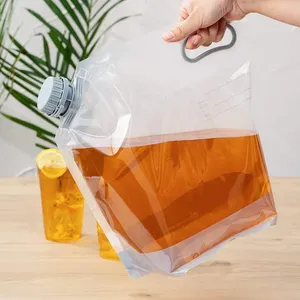 定制标志饮料透明可折叠水袋饮用水容器包装水液体塑料袋喷口袋