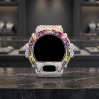 Lunette de montre de luxe en acier inoxydable octogonale, entièrement sertie de cristaux étincelants, cadre de protection personnalisé pour montre Hip Hop pour hommes