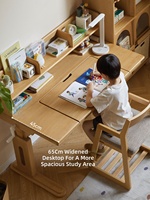 Bureau d'étude pour enfants réglable en hauteur avec manivelle traditionnelle en bois de hêtre massif, écologique, avec plateau inclinable