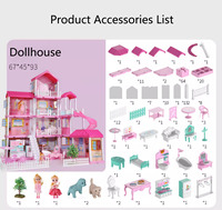 INTGAMX Grands puzzles, modèles de villas et châteaux de luxe, maisons de poupées, chambres de poupées, lits de poupées, vêtements pour poupées et accessoires pour poupées, etc.