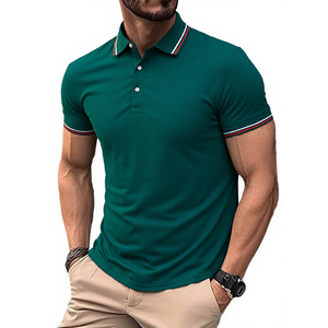 Polo de <span class=keywords><strong>golf</strong></span> décontracté à manches courtes pour hommes, avec impression 3D, logo brodé personnalisé, tricoté pour l'été, court. - Product Image 4