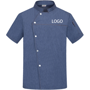 Uniforme de <span class=keywords><strong>chef</strong></span> bleu haut de gamme pour homme, à manches courtes, pour l'été, uniforme de <span class=keywords><strong>chef</strong></span> d'hôtel, uniforme de <span class=keywords><strong>cuisine</strong></span> respirant en filet pour femme - Product Image 1