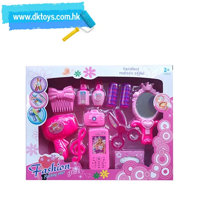 गौण किट लड़कियों कॉस्मेटिक छोटा सा खिलौना गुलाबी आभूषण