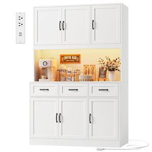 Meuble de cuisine moderne blanc SENYU avec 3 tiroirs et 4 portes, unité de rangement de 71,7 pouces de hauteur pour l'organisation du garde-manger - Product Image 1