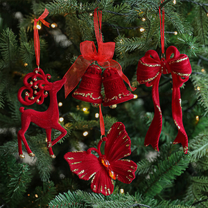 Adornos Navideños de Lujo con Forma de Alce y Copos de Nieve Rojos, Decoraciones Colgantes para Fiestas Navideñas - Product Image 4