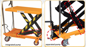 重型300公斤液压升降机脚轮手动升降台剪刀式平台手推车黄色810x500mm用于高空作业 - Product Image 5