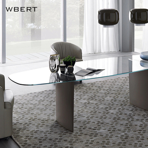 Wbert โต๊ะรับประทานอาหารสไตล์มินิมอลแบบอิตาลีโต๊ะรับประทานอาหารทำจากสเตนเลสสตีลหรูหรากระจกนิรภัยโต๊ะรับประทานอาหารสำหรับบ้านโต๊ะรับประทานอาหารทรงสี่เหลี่ยม - Product Image 4