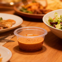 Gobelets à sauce jetables personnalisés en plastique PP transparent de haute qualité, imprimés en sérigraphie avec logo sur mesure pour les restaurants de restauration rapide