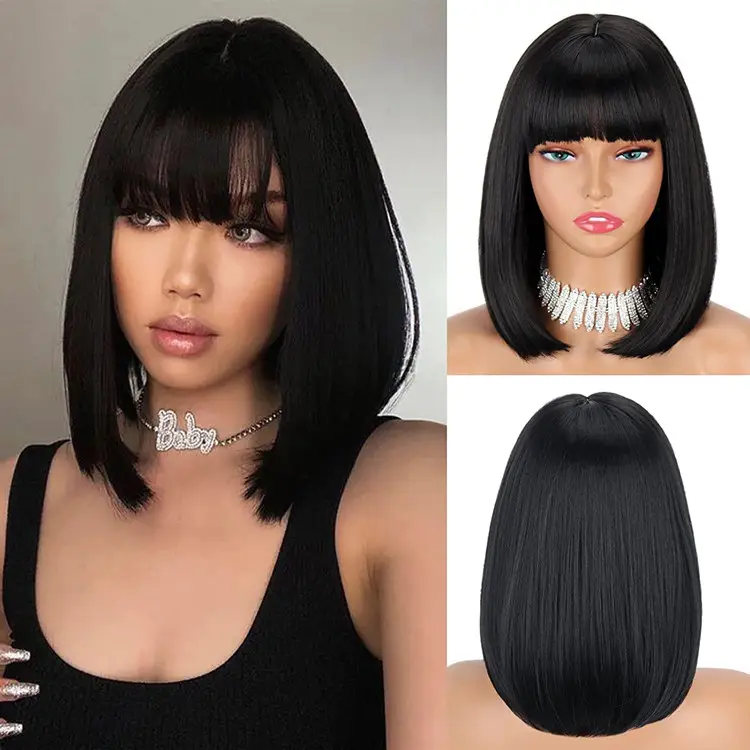 March Expo Wholesale Straight Bob wig with bang 13x4 Best HD Lace Front Wigs Density 150% 180% 250% Bob wigs for Black women