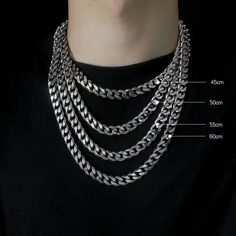 DAIHE Fashion 316 Stainless Steel Cuban Necklace Mens Hip Hop Punk Titanium Steel No Fading Link Chain