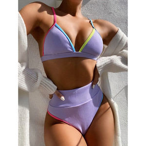 Set Bikini a vita alta 2 pezzi da spiaggia e accessori da spiaggia - Product Image 2