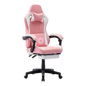 Oyun sandalyesi bilgisayar ayak dayayacaklı sandalye ve bel desteği yüksekliği ayarlanabilir ofis için oyun sandalyesi döner koltuk ve kafalık