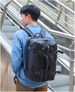 Thiết kế mới của người đàn ông Ba lô công suất lớn PU da của người đàn ông ba lô túi máy tính xách tay chéo chéo ba lô du lịch - Product Image 4