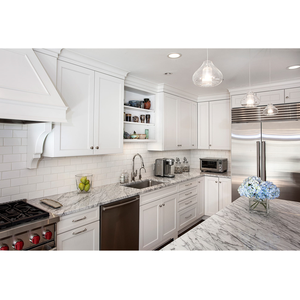 Cuisine moderne européenne de luxe en bois massif blanc avec îlot central - Product Image 3