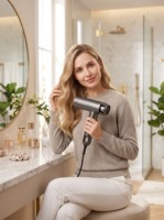 CONFU S11 Reise-Hotel Effizienter Langlebiger Ionischer Faltbarer Schwarzer Haartrockner mit Diffusor, Bürstenhalter und Hochgeschwindigkeits-BLDC-Motor