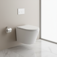Ensemble WC mural moderne en céramique blanche série W04 pour hôtels et hôpitaux, avec réservoir encastré et siphon en P
