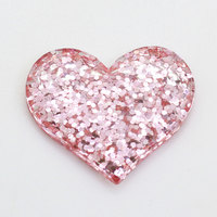 Cabochon in Resina a Forma di Cuore con Glitter Kawaii per Artigianato Fai-da-Te, Scrapbooking e Accessori per Capelli