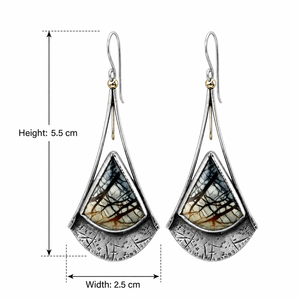 Orecchini Pendenti in Vetro Multicolore Ispirati a Picasso, Orecchini Decorativi Creativi a Forma di Foglia di Betulla Bicolore per Signore - Product Image 5