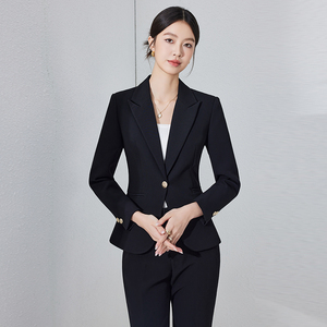 다크 블루 여성 세트 & 블레이저 봄 2025 전문 작업복 판매 호텔 프런트 데스크 고급 작업 감각 - Product Image 4