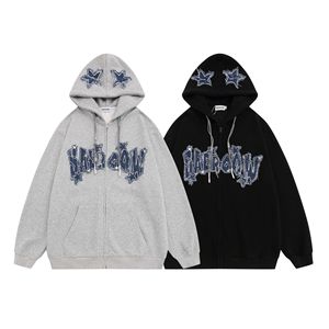 Sudadera con capucha extragrande SA2607 de estilo urbano, de poliéster y algodón grueso, con logotipo 3D personalizado, efecto vintage desgastado, cremallera, estampado y parche bordado. - Product Image 1