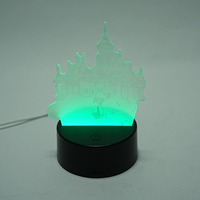 Lampe de chevet à commande tactile, design postmoderne, graphismes abstraits 3D en acrylique, illusion d'optique, support de lampe pour chambre avec base LED à intensité variable