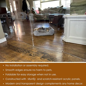 Barrières <span class=keywords><strong>pour</strong></span> chiens autoportantes en acrylique transparent extra larges, résistantes à l'eau, écologiques, pliables, à 6 panneaux, <span class=keywords><strong>pour</strong></span> escaliers domestiques ouverts - Product Image 4