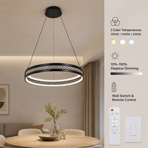 Lámpara de araña moderna de hierro con anillo redondo, LED regulable con control remoto, tricolor, 60 cm, para decoración de interiores, comedor y sala de estar. - Product Image 3