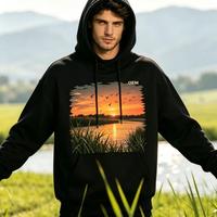 Sweat-shirts à capuche graphiques personnalisés pour hommes, style hip-hop, vente en gros, avec impression par transfert thermique offset