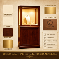 Schmuck-Vitrine im Vintage-Stil Glas-Schaukasten für Kunst und Sammlerstücke Maßgefertigte Metall-Holz-Vitrine für Einzelhandel Luxuriöse LED-Beleuchtung