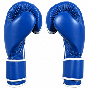 Gants de boxe en cuir bleu avec sangle de poignet auto-agrippante, coutures renforcées, unisexe, qualité supérieure, respirants, à doigts entiers - Product Image 6