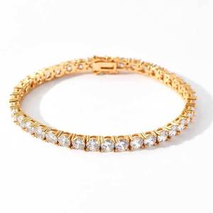 Bracelet Tennis Premium B2B en Moissanite VVS à Rangée Unique, Plaqué Or 18K, Argent S925, Chaîne Inline Iced Out, Style Hip Hop pour Hommes - Product Image 1