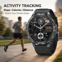 Montre connectée puissante avec batterie 1000 mAh, montre connectée tactique d'extérieur K77 avec lampe torche LED, tracker de fitness sportif