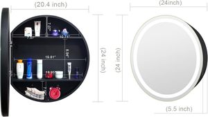 El botiquín circular <span class=keywords><strong>con</strong></span> <span class=keywords><strong>espejo</strong></span> de iluminación LED para <span class=keywords><strong>baño</strong></span> es regulable <span class=keywords><strong>y</strong></span> <span class=keywords><strong>antivaho</strong></span> para <span class=keywords><strong>Baño</strong></span> - Product Image 2