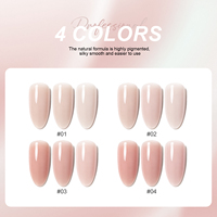 Missgooey OEM Kit de vernis gel nude 4 couleurs auto-nivelant, à retirer par trempage, compatible UV/LED, pour manucure française naturelle et DIY