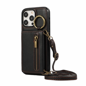 Funda de bolso de hombro cruzado para iPhone 7/8 Plus/X/XR/11/12 Pro/13 <span class=keywords><strong>Mini</strong></span>/14 Plus/15 Promax, funda tipo billetera con cremallera - Product Image 5
