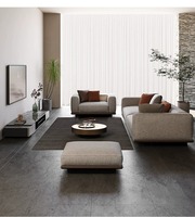 Canapé modulaire sectionnel de luxe léger, style villa italienne moderne, en tissu minimaliste, avec coussins rembourrés en éponge et garnissage en plumes