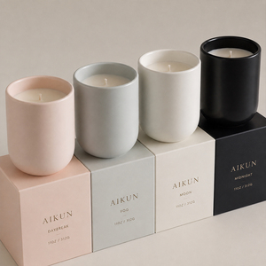 AIKUN Fournisseur en gros Fabricant sur mesure Bougie parfumée en pot de céramique lisse de luxe pour cadeau de fête et de célébration - Product Image 1