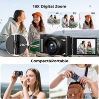 Appareil photo numérique professionnel à pointage direct 4K 72MP avec zoom 18X, mise au point automatique, vidéo, photographie, écran 2-3 pouces, carte SD, capteur CMOS, détection de sourire