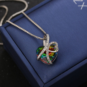 Bule Heart of the Ocean collana con ciondolo in cristallo a forma di <span class=keywords><strong>cuore</strong></span> per donna accessori classici gioielli per banchetti per feste regalo per ragazza - Product Image 2