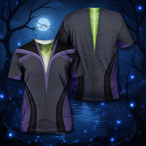 Maglietta Costume da Maga Oscura Nera Viola Verde Neon Fantasia Cosplay Halloween - Product Image 3