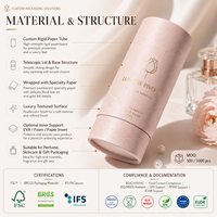 Emballage en tube de papier rigide écologique personnalisé, boîte-cadeau en carton cylindrique, logo en feuille d'or pour parfum, huile essentielle, shampoing