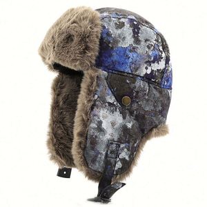 New Outdoor Winter Forest Camo Trooper Hat Trapper Hat with Faux Fur Lining for Outdoor Sports Skiing - Product Image 3