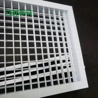 Grille de Diffusion d'Air Carrée Moderne à Double Couche et à Lamelles Rotatives à 360° en Alliage d'Aluminium pour Systèmes CVC de Sous-sol