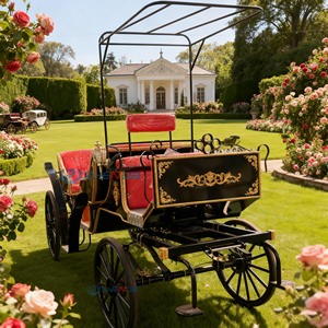 Calèche royale de luxe de haute qualité à quatre roues ouverte noire électrique pour visites touristiques et mariages - Product Image 5